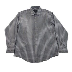 Jos A Bank Reserve Egyptian Cotton Shirt Men's L Grey Check EUC LN Traditional